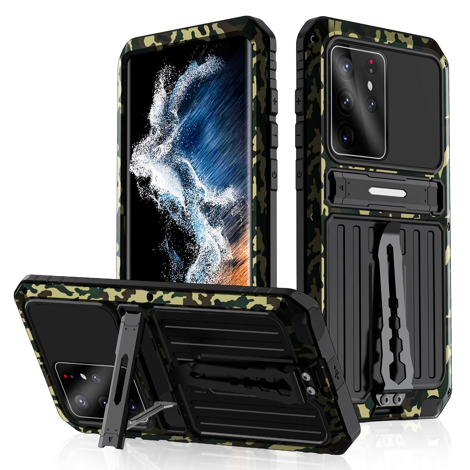 For Samsung Galaxy S23 Ultra Kickstand Design Anti-drop Dust-proof Waterproof Case TPU Metal Phone Cover Shell For Samsung Galaxy S23 Ultra Kickstand Design Anti-drop Dust-proof Waterproof Case TPU Metal Phone Cover Shell